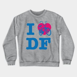 I Love Cycling DF / Yo Amo andar en Bicicleta en el DF Blue Pink / Chilango Pride / Orgullo Chilango Graphic Crewneck Sweatshirt